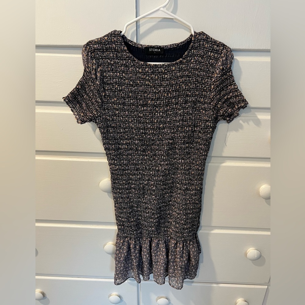 Storia Smocked Floral Ruffle Mini Dress
